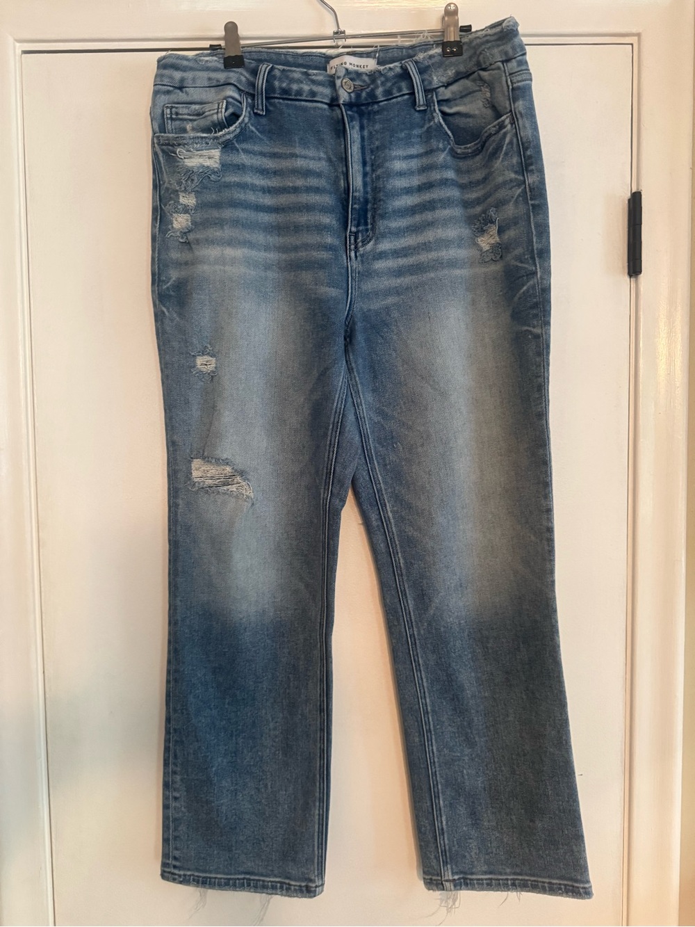 Women’s Flying Monkey Distressed Mid-Blue Jeans - size 32 (14)